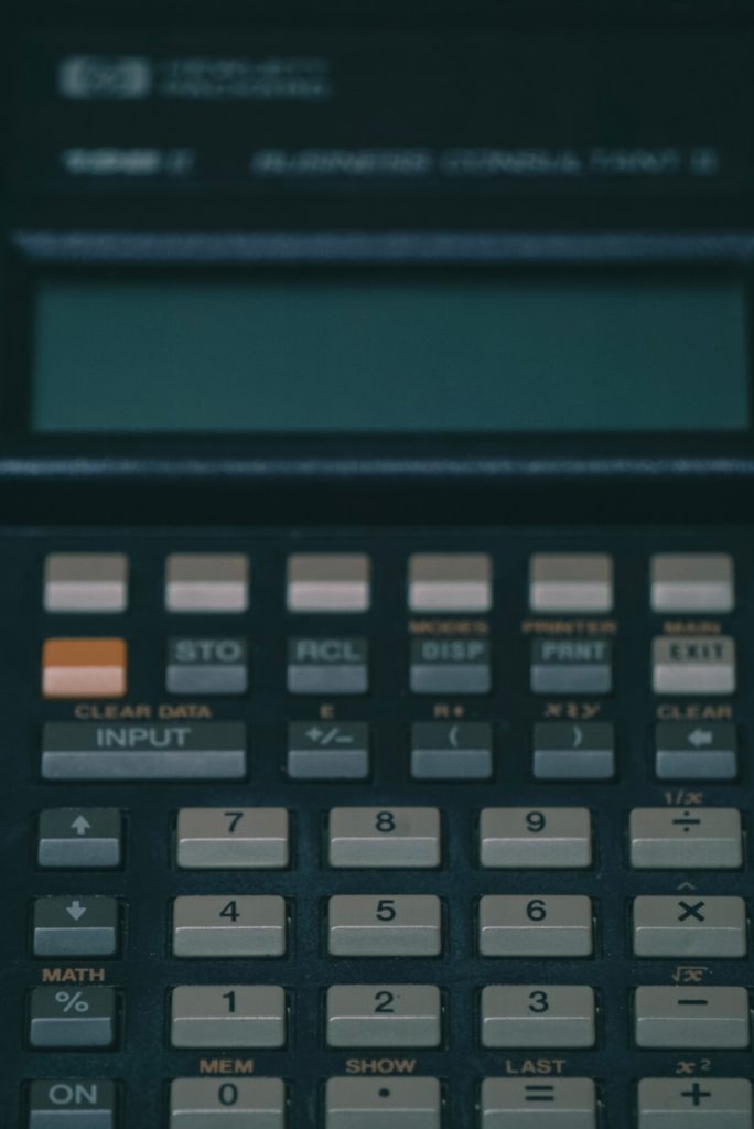 a calculator sitting on top of a table