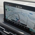 a car dashboard with a gps device on it